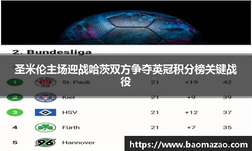 圣米伦主场迎战哈茨双方争夺英冠积分榜关键战役